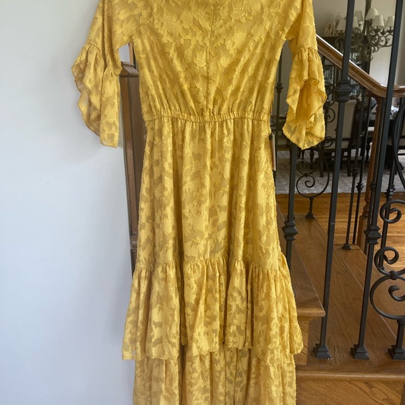 Joyfolie Gold Ruffled Tiered Sundress - Picture 4 of 8